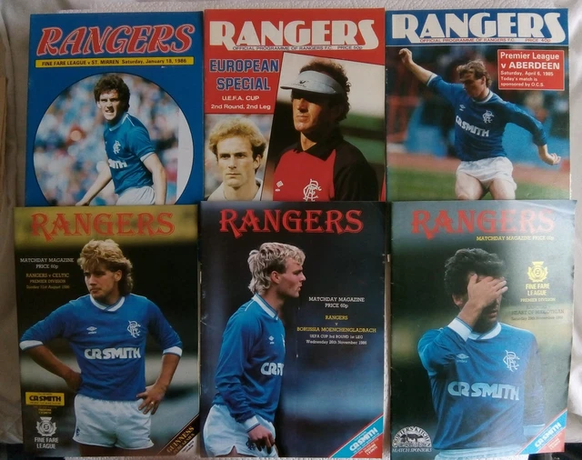 RANGERS FOOTBALL CLUB 6 Original Home 1980's Football Programmes Job ...