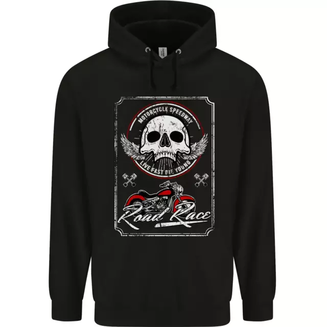 Motorcycle Road Race Biker Motorbike Skull Childrens Kids Hoodie