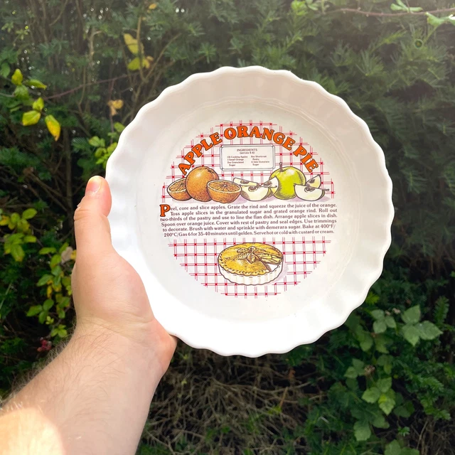 Pie Oven Dish Round Ceramic Mid Century Baking Dish With Recipe Cottagecore