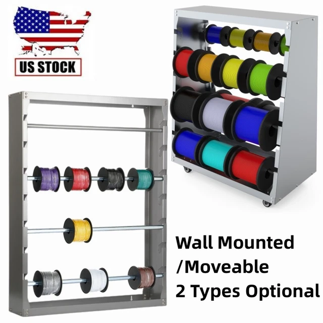 Wire Spool Holder Cable Dispenser Storage Rack Cabinet Electrician Retail Home