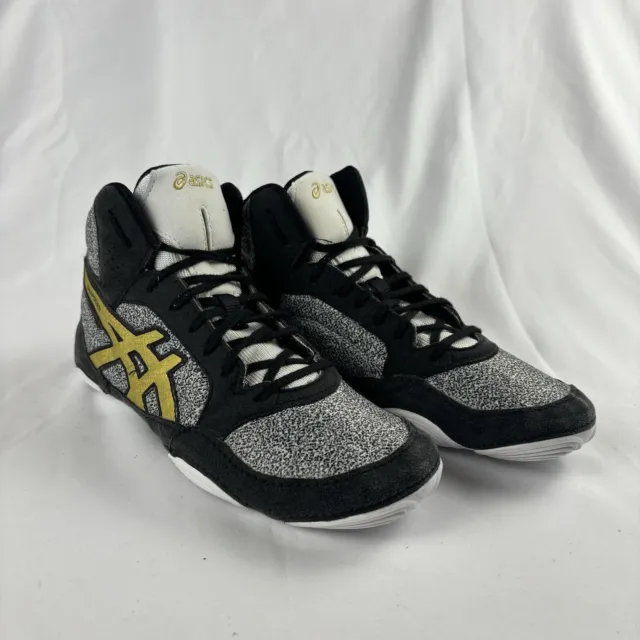 ASICS Snapdown 2 Wrestling Shoes Mens Size 9 Gray Black Gold 1081A027