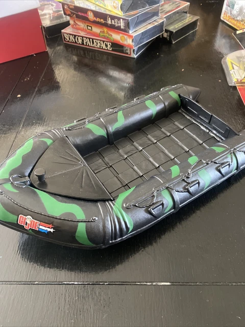 Vintage G.I. Joe Black Raft Boat with green camo With Cosmetic Flaws No Motor