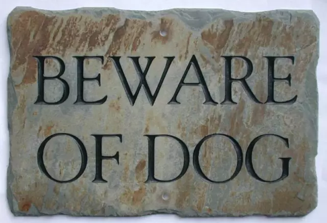 BEWARE of DOG Sign/DOGS/STONE CARVED Slate/Plaque/FENCE