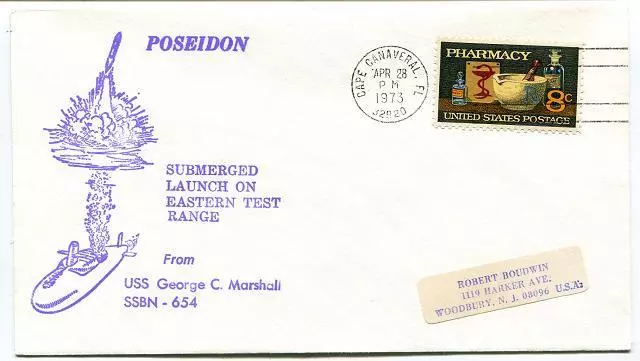1973 POSEIDON Submarine Launch from ETR USS George C. Marshall - Cape Canaveral