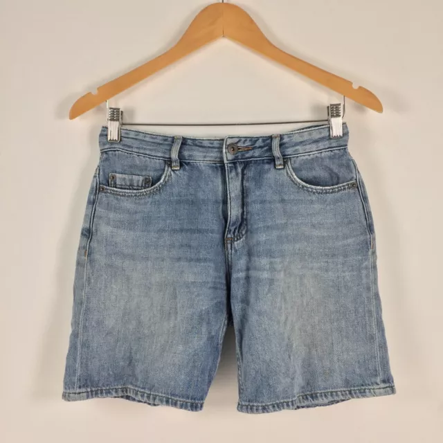 Country Road womens denim shorts size 4 blue cotton solid bermuda 018840