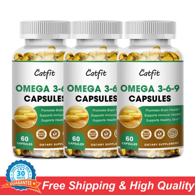 Omega 3 6 9 Fish Oil, 3 x 60 Capsules,High Strength,Skin,Heart & Brain Health