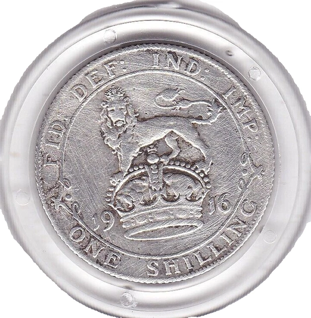 1916  King   George   5th   Shilling  (1/-)  Silver  (92.5%)  Coin