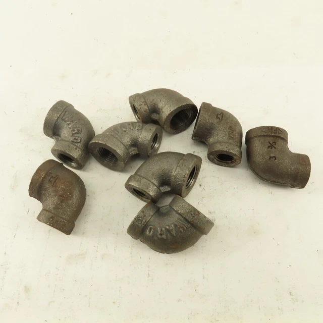 Ward 3/8 to 1/4" NPT Skd 40 Malleable 90° Reducing Elbow Black Pipe USA Lot of