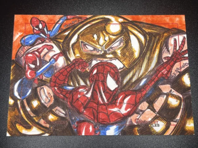 Marvel Greatest Battles Spider-man Vs Juggernaut Sketch Card By Albert Morales🌋