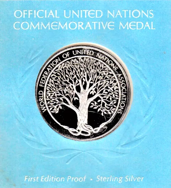 FDC United Nations UN Post New York 1976 Silber 925 PP Ø39mm UNO Unterstützung