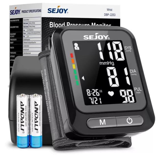 Digital Wrist Blood Pressure Monitor Automatic BP Machine Heart Rate Detection