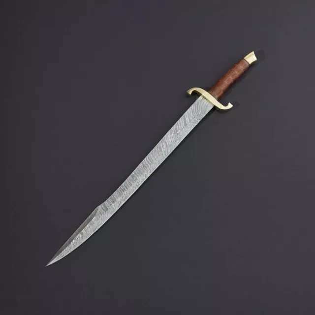 Handmade Damascus Steel  Sword With Leather Sheath - Free Customization