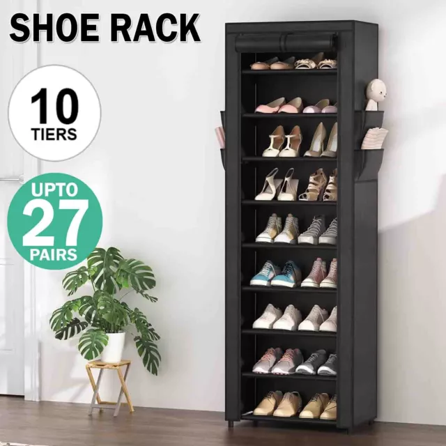 10 Tier Shoe Rack Shelves Shoes Cabinet Storage Stand Portable Shoe Organiser