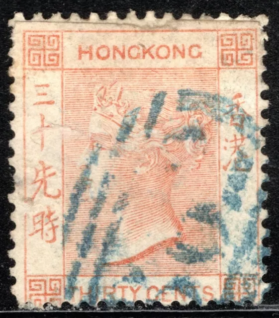 Hong Kong Stamp Scott #19, 30c, Queen Victoria, Vermilion, Used, SCV$15