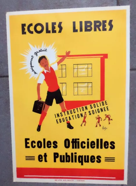 Ancienne Affiche publicitaire an'50 pour les écoles libres et publiques