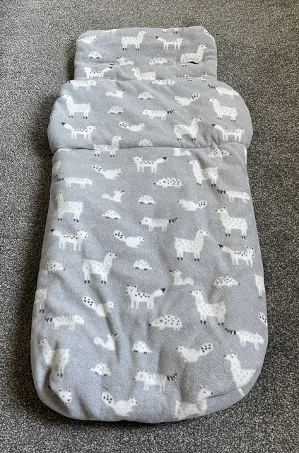 John Lewis Footmuff gris claro lana estampado bosque