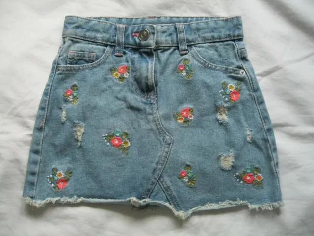 matalan age 5 years denim skirt embroidered girls kids blue floral embroidery
