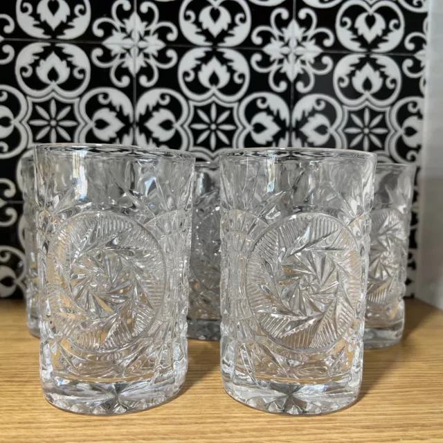 Set Of 5 Fostoria Stowe Highball Crystal Tumbler 5-1/4 inch Bar Ware