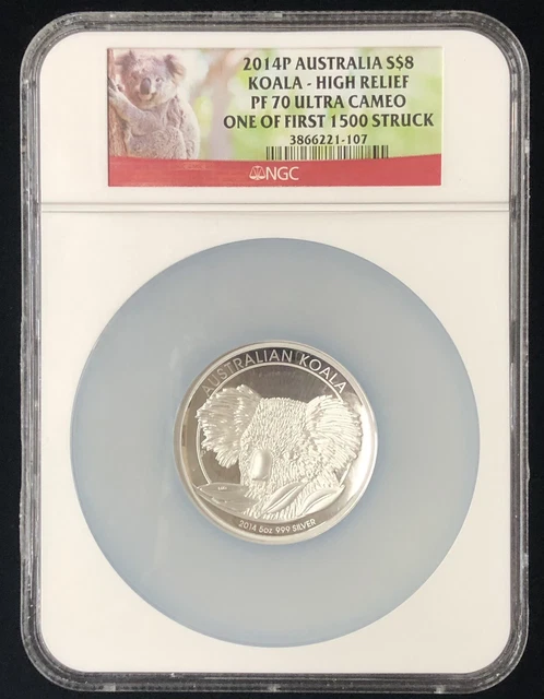 2014 P Australia 5 oz Silver Koala High Relief NGC PF70 Ultra Cameo W/ Org Cover 2014 P Australia 5 oz Silver Koala High Relief NGC PF70 Ultra Cameo W/ Org Cover