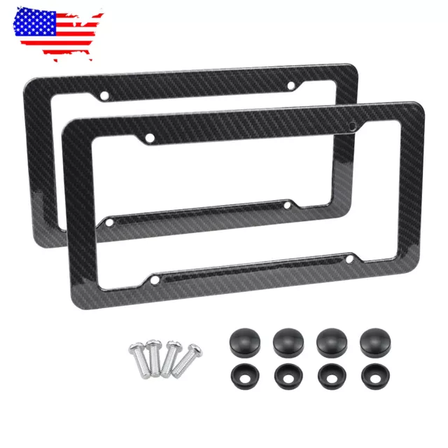 US 2PCS Car Plastic License Plate Holder Frame Universal Black Set Universal