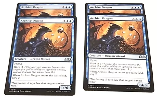 x4 Archive Dragon WOE MTG 41 POCO COMÚN M/NM 4x