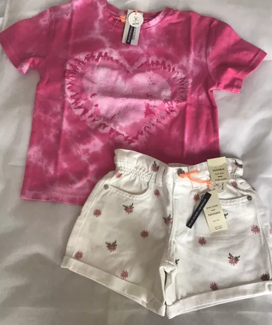 River Island Mini Girls Aged 2-3 Years Flower Paperbag Shorts Outfit BNWT