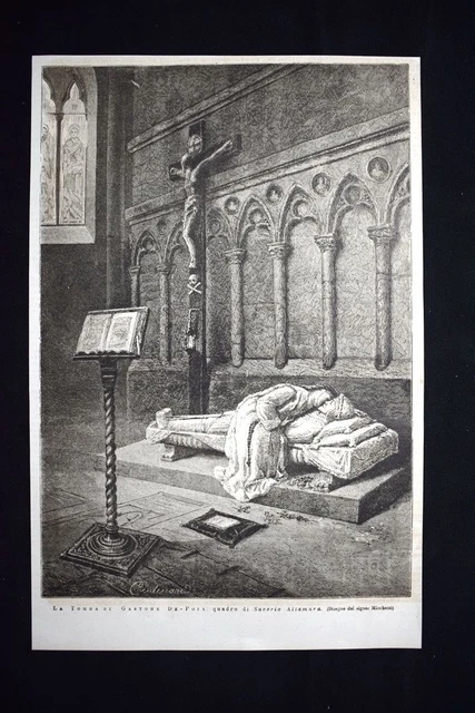 LA TOMBA DI Gastone DeFoix quadro di Saverio Altamura Incisione del