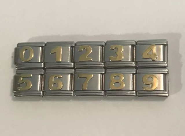 Numbers- Italian Charm 9mm Single Link for Bracelet - Number 0 thru 9 You Choose