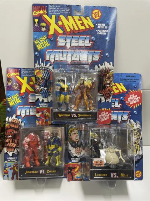 ToyBiz 1994 Marvel X-men Steel Mutants Die Cast Metal Figures Set of 3