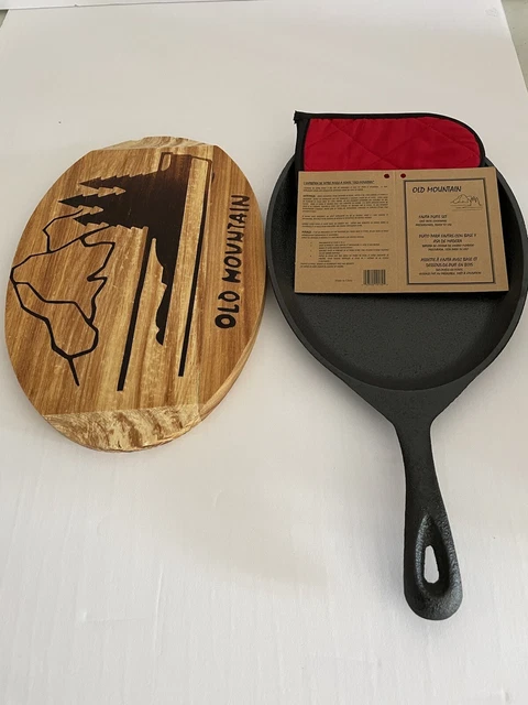 OLD MOUNTAIN CAST IRON FAJITA SET SKILLET  with pre-seasoned hot plate