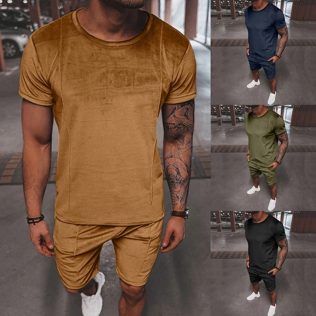 Uomo Tuta Estate T-Shirt Tuta Due Pezzi Abiti