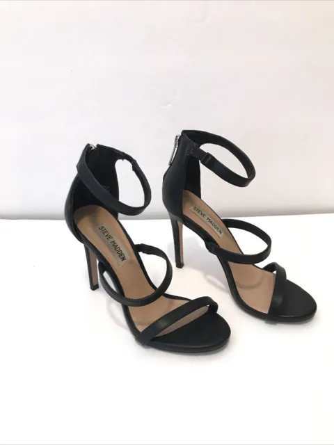 Steve Madden Womens FEELYA Pumps Black Strappy High Heels Size 5.5