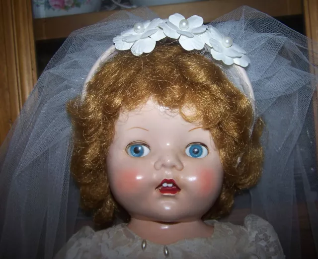 1950's ENGLISH PEDIGREE WALKER DOLL IN BRIDAL OUTFIT - 22" HEIGHT 2