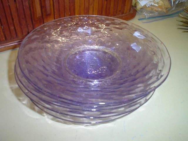5 Periwinkle Purple Violet Gold Fleck Murano Venetian Salviati Plates 6 15/16"
