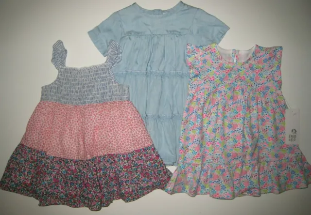 Bnwt F&F Girls Floral Dress Bundle Outfit Set 3 Pack - 3-6 Months - Free P&P
