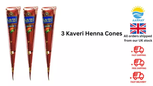 3 Organic Dark Brown Kaveri Henna Bridal Mehndi Cone Wholesale Price Pure&Fresh