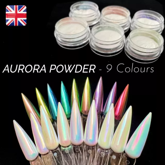 Poudre à ongles AURORA COULEURS AB LICORNE ARC-EN-CIEL CHROME effet miroir ongles de sirène