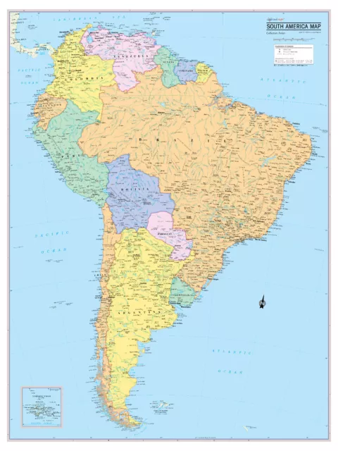 COOL OWL MAPS South America Continent - Cool Owl Maps South America Continent Wall Map.webp