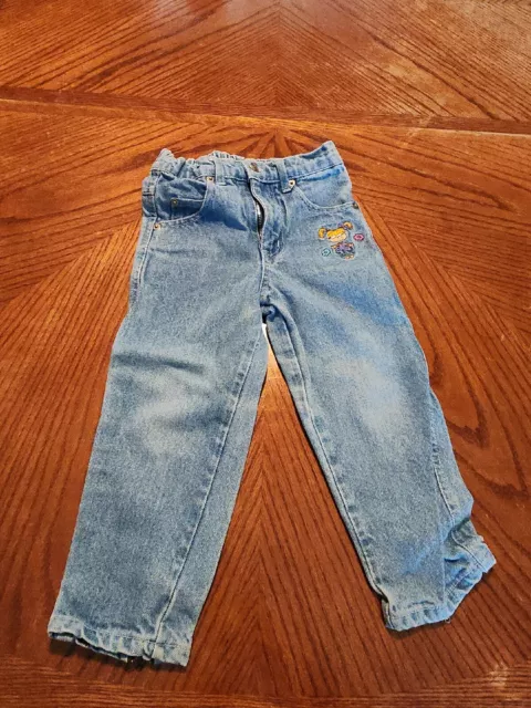 Vintage Rugrats Jeans 4T Angelica Zipper Bow Flowers Nickelodeon Denim 1996 Guc