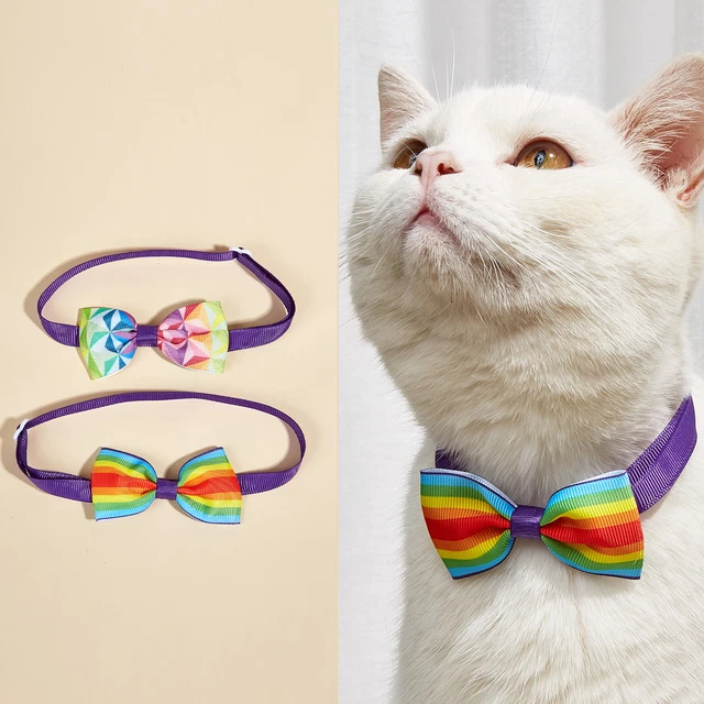 2 piezas Collar con arco para mascotas Moda Vacaciones Vestido Cachorro Perro Cuello Corbata Lindo