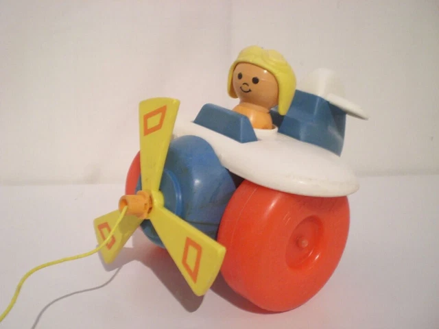 Fisher-Price Aéroport Vintage 1980 Avec Avion Et Hélicoptère - Boîte Abîmée