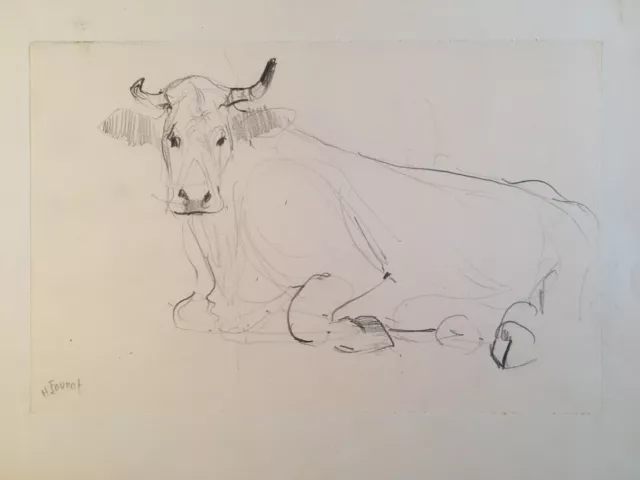 Muy Bonito dibujo mina plomo de animales Vaca Naturaleza Principios XX