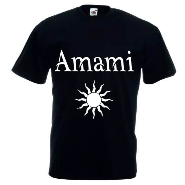 T-shirt cotone bianca o nera uomo donna scritta AMAMI con sole