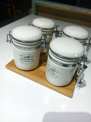 Vasetto Per Condimenti In Porcellana Barattoli Portaspezie Vaso Di Condimento In Ceramica Con Utensili Da Cucina Per La Casa Del Ristorante Con Coperchio E Cucchiaio 