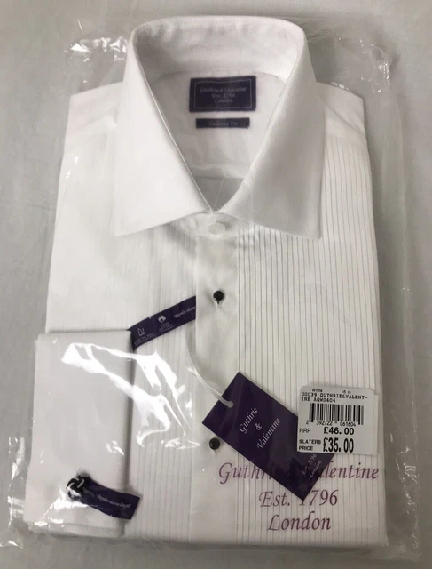 Camicia abito 16 pollici colletto su misura manica reg pieghe fini abito borchie NUOVO