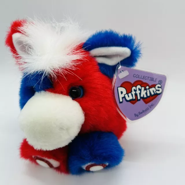 Puffkins Swibco Stripes Patriotic Political Donkey Red White Blue Plush Toy 2000