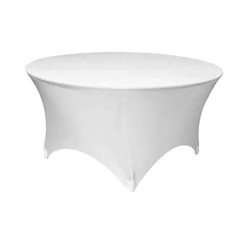 6ft White 72'' Round Stretch Tablecloth Spandex Table Cloth Fitted Elastic Ta...