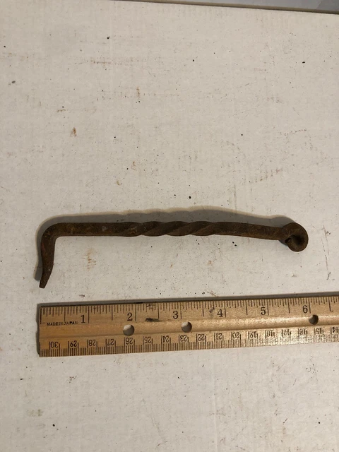 Antique Wrought Iron Hook  Gate Fence Black Smith Forged