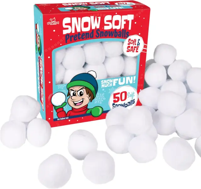 50-PK Fake Snowballs for Kids I Indoor Snowball Fight Set I Artificial Snowballs