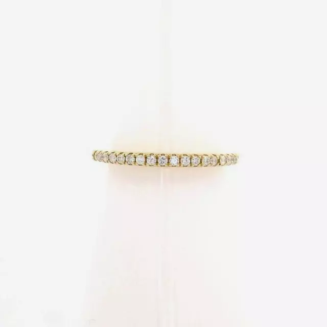 14k Oro Amarillo Brillante Redondo 0.20ctw Diamante Fino Apilable Anillo de Boda